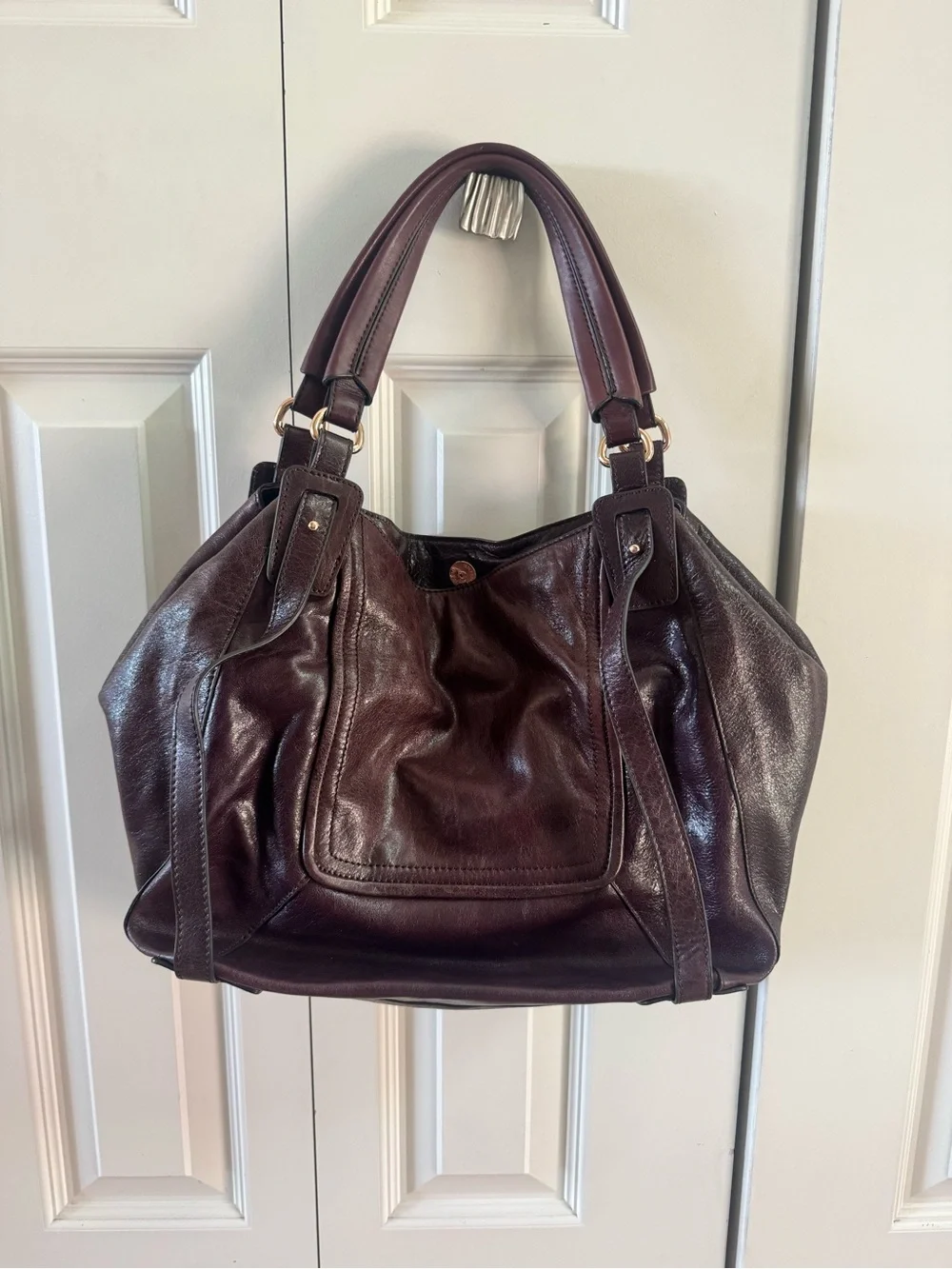 Kooba Women’s Leather Satchel Handbag in Deep Burgundy purse